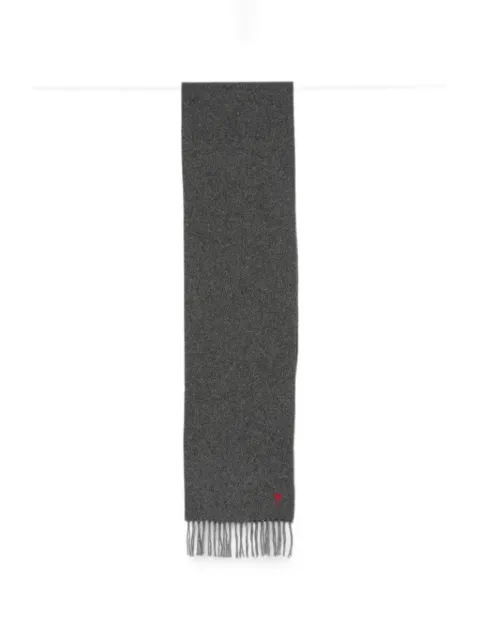AMI Paris Ami de Coeur fringed scarf Grey USF705AW0047