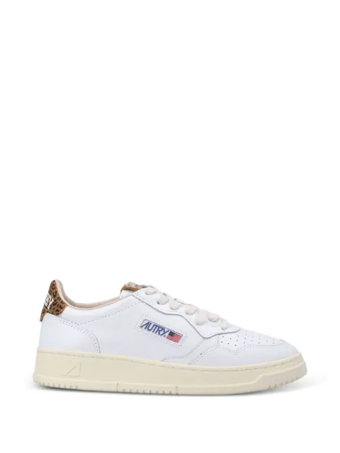 Autry Medalist leopard-print panelled sneakers White AULWHJ02