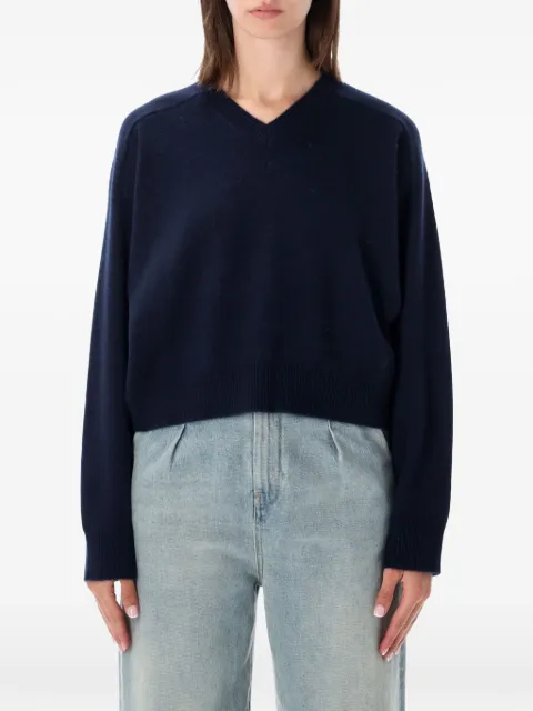 LouLou de Saison V-neck fine-knit sweater Blue ANZORLDS