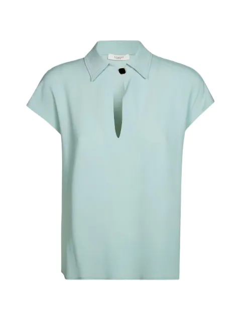 Glanshirt short-sleeve V-neck blouse Blue 5S1003L8045800
