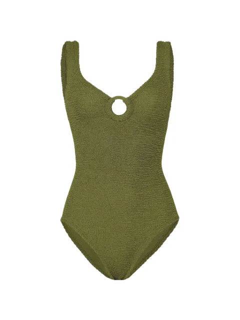 Hunza G Celine hoop-detail swimsuit Green COVERAGECELINESWIM