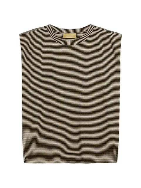 MOMONÌ striped padded-shoulder T-shirt Brown 265MMOTS002265MO46