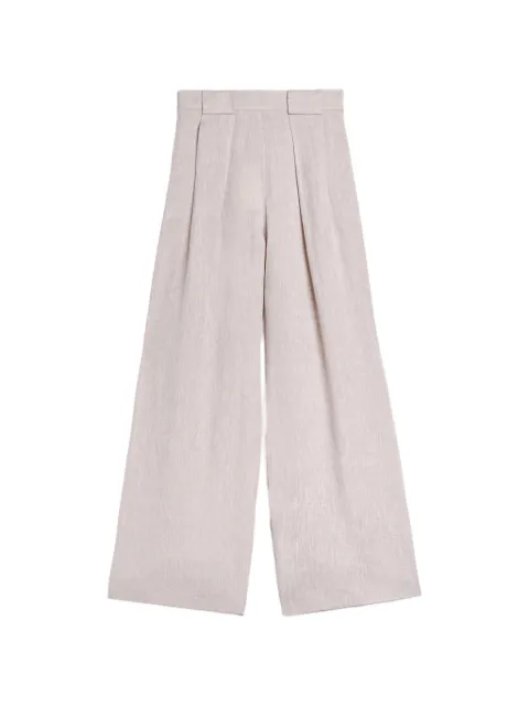 MOMONÌ Aspen pleated linen palazzo pants Neutrals 261MMOPA01926116MO