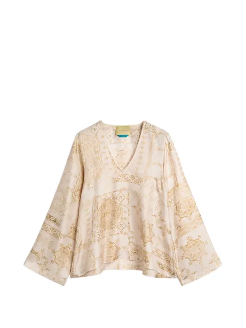 MOMONÌ printed silk-twill blouse Neutrals 265MMOBL001265MO01