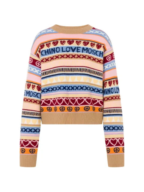 Love Moschino inlaid wool sweater Neutrals A09408201