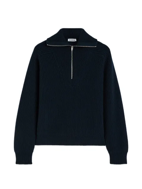 Jil Sander ribbed zip-up sweater Blue J22GP0291J14848