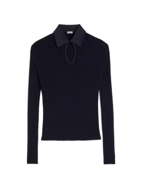 Jil Sander ribbed-knit polo top Blue J02GL0125J14877