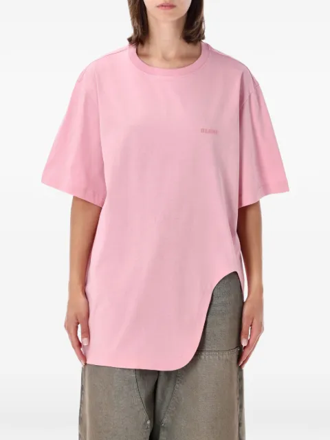 The Attico asymmetric-hem logo-embroidered T-shirt Pink WCT00350JJJ025AA