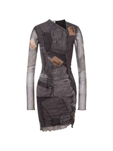 Love Moschino printed mesh dress Grey V04148239