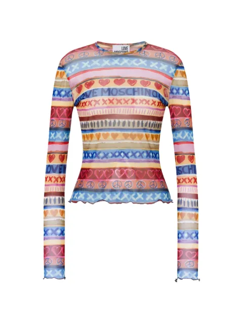 Love Moschino printed mesh T-shirt Blue A12098243
