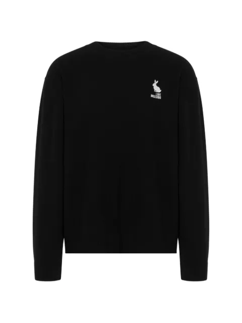 Love Moschino logo-embroidered rabbit-motif sweater Black A09638201