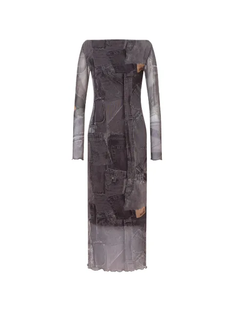 Love Moschino printed mesh dress Grey V04468239