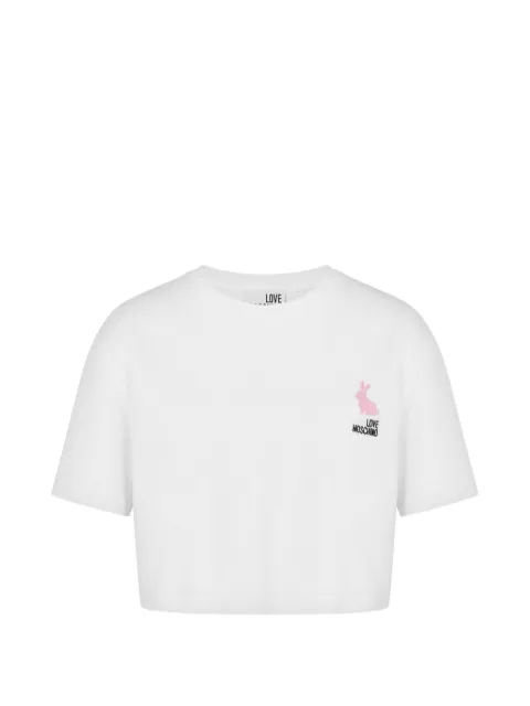 Love Moschino embroidered cotton jersey T-shirt White J07038235