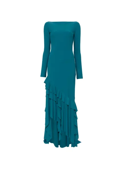 Love Moschino ruffled long-sleeve asymmetric dress Blue V04048230
