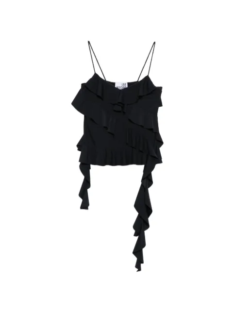 Love Moschino ruffled spaghetti-strap top Black K1V08018230