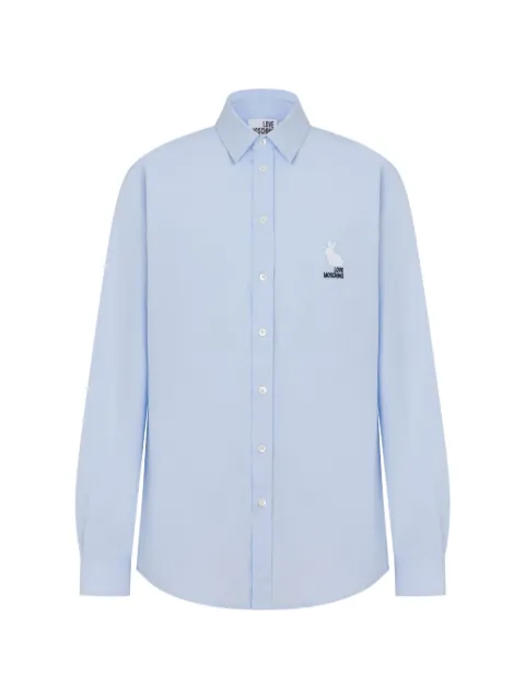 Love Moschino embroidered cotton poplin shirt Blue A02188251
