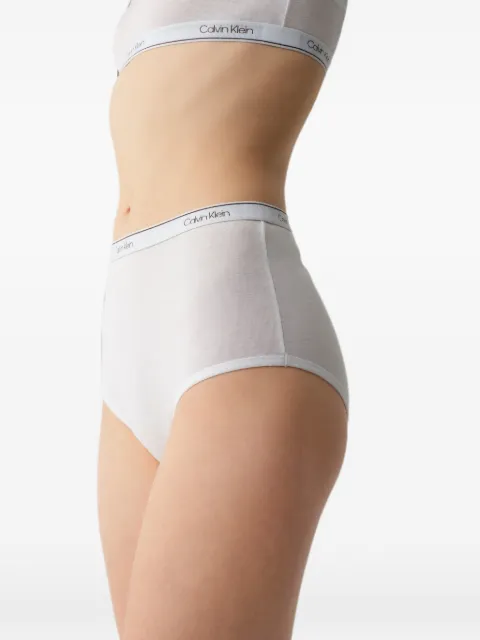 Calvin Klein logo-waistband high-waisted briefs White LV0VY01209YCI