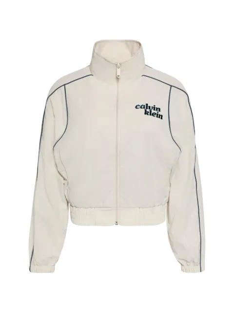 Calvin Klein logo-embroidered piped jacket Neutrals LV047G501G67U