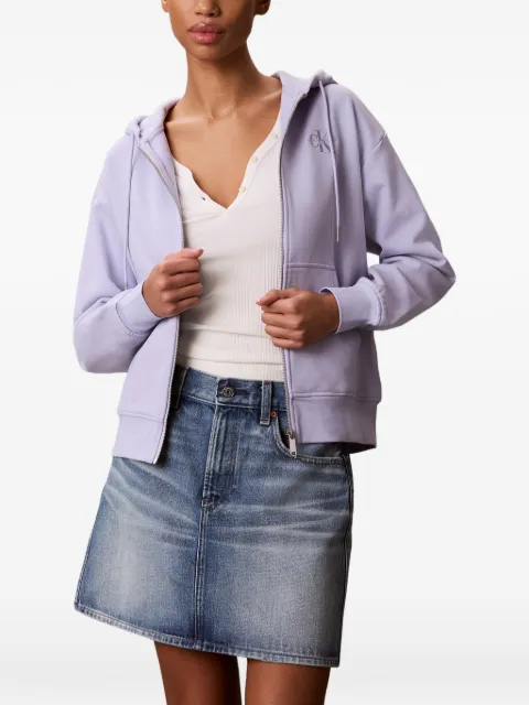 Calvin Klein logo-print zip-up hoodie Purple LV047B270GVBK