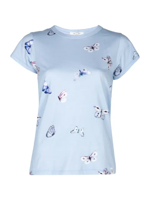 rag & bone butterfly-print T-shirt Blue RE9M25FT3KW