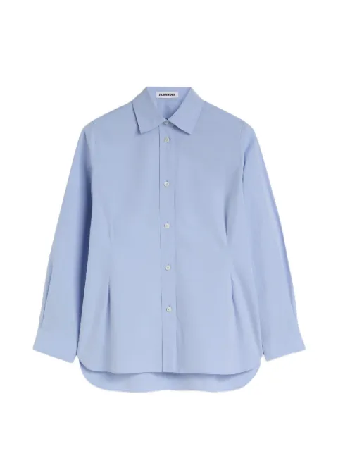 Jil Sander pleated-waist fil-à-fil shirt Blue J02DL0311J45362