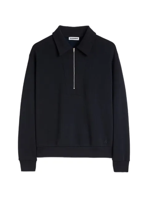 Jil Sander monogram-embroidered polo-collar sweatshirt Blue J22GU0164J20390