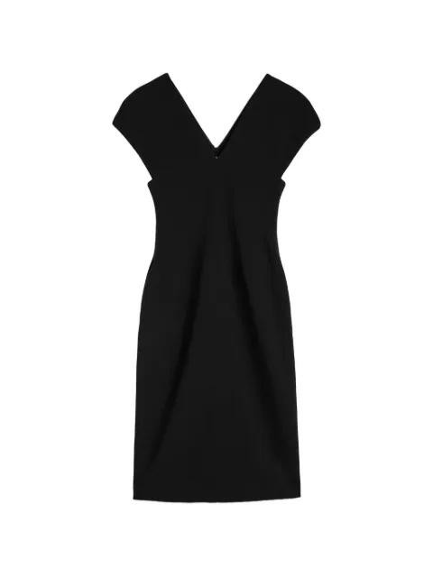 Jil Sander V-neck wool-sablé dress Black J02CT0707J40379