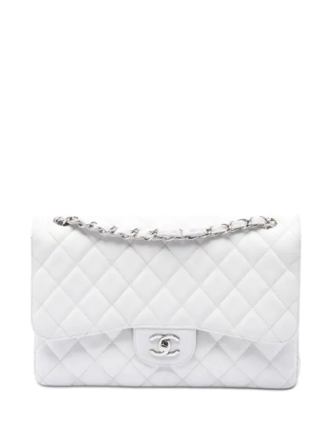 CHANEL Pre-Owned 2010-2011 Jumbo Classic Caviar Double Flap shoulder bag White BMBM1ZIMA2DZZ1O9
