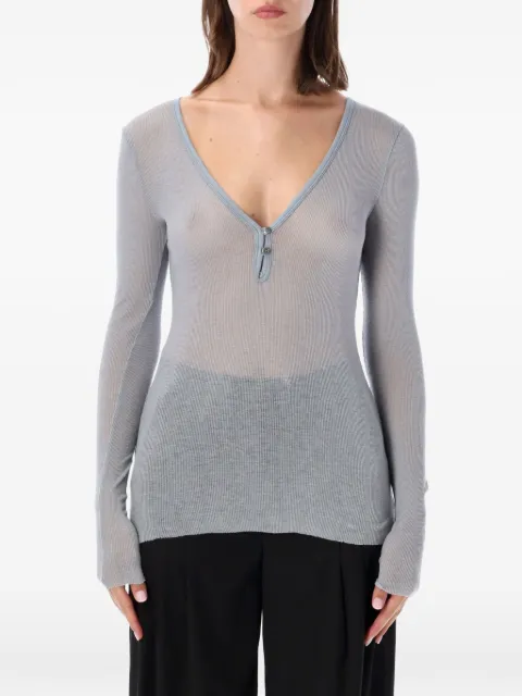 James Perse ribbed-knit long-sleeve T-shirt Blue WVA3940