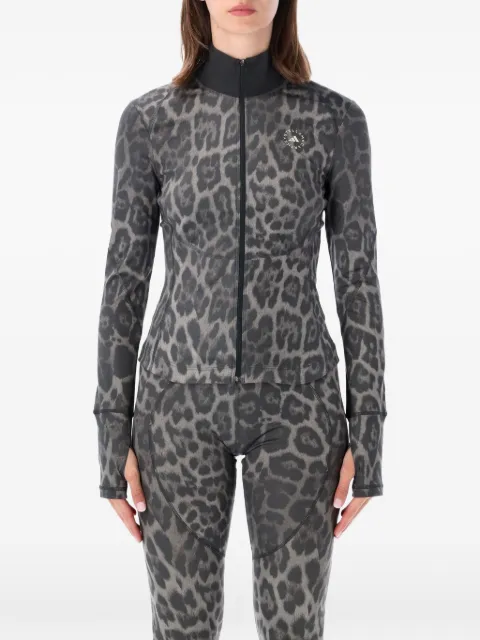 adidas by Stella McCartney leopard-print zip-up jacket Grey KG3263