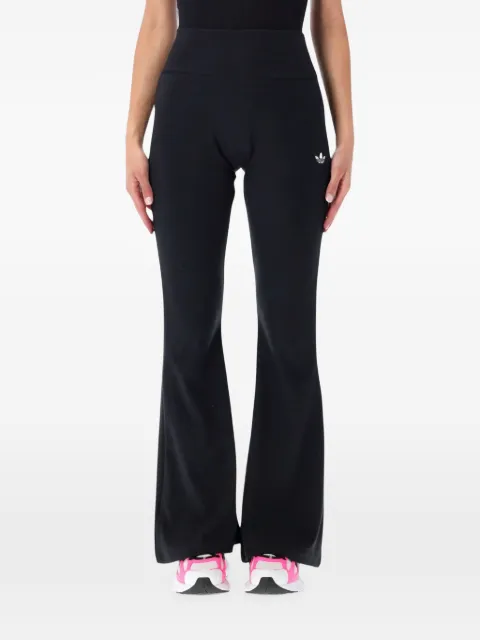 adidas logo-embroidered flared trousers Black KR3600