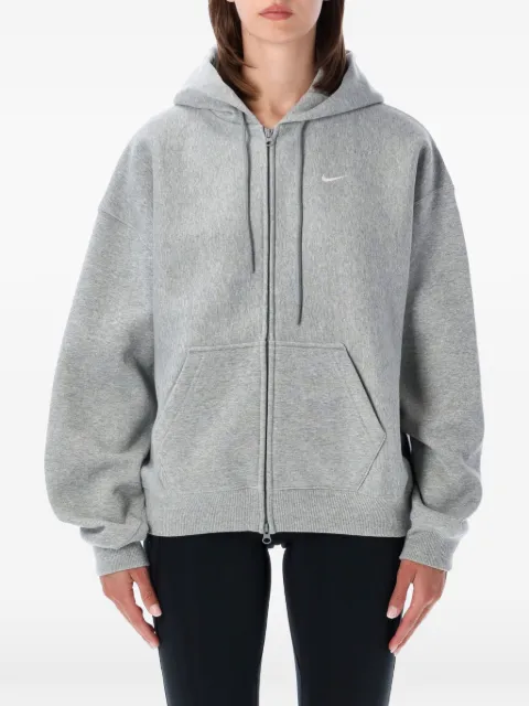 Nike Studio logo-embroidered zip-up hoodie Grey IO2107