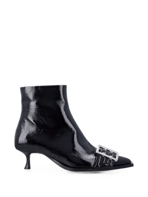 GANNI buckle-detail patent ankle boots Black D101001011697