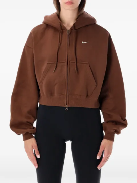 Nike logo-embroidered zip-up hoodie Brown IM8499