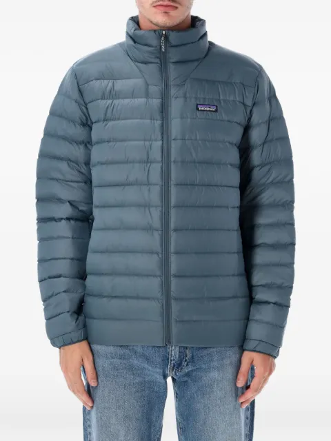 Patagonia quilted logo-patch padded coat Blue 84675