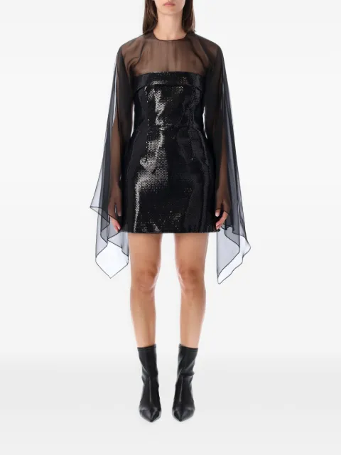 Alberta Ferretti sequin-embellished cape-sleeve mini dress Black 262U04266646