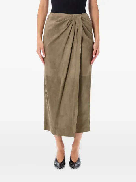 Ralph Lauren Collection draped calf suede midi skirt Neutrals 290P20983