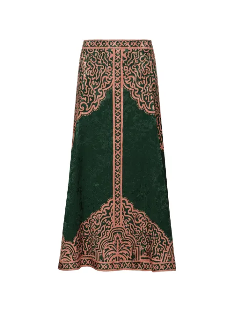 Johanna Ortiz Encanto De Isla jacquard-pattern skirt Green PT04059