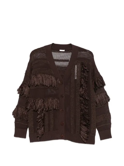 JOSEPH Musa fringe-trimmed cardigan Brown JF009847