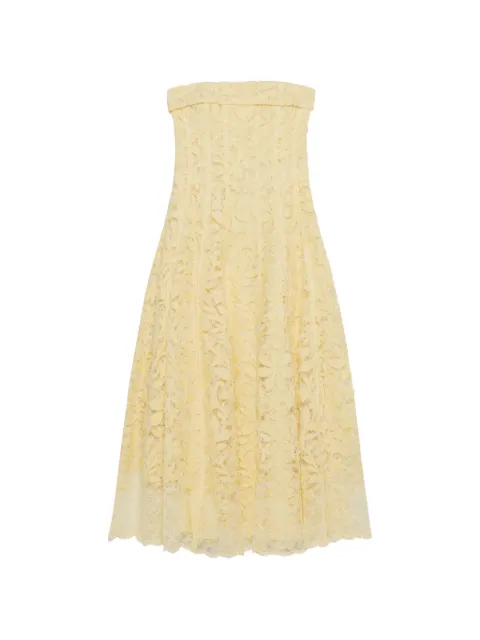 SIMKHAI strapless lace-overlay dress Yellow 3261055FL