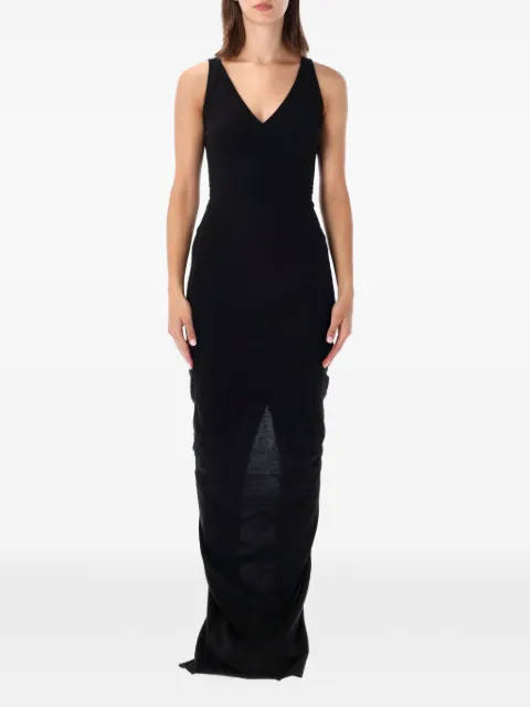 Rick Owens DRKSHDW DRKSHDW ruched V-neck maxi dress Black DS02F6518RN