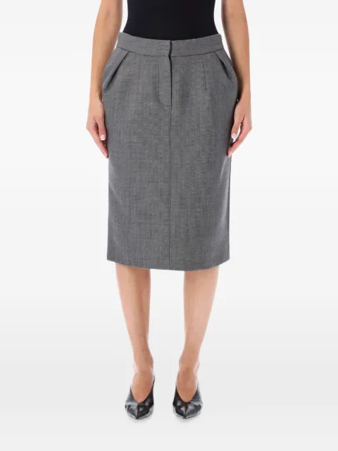 Magda Butrym pleated rear-slit midi skirt Grey 124726