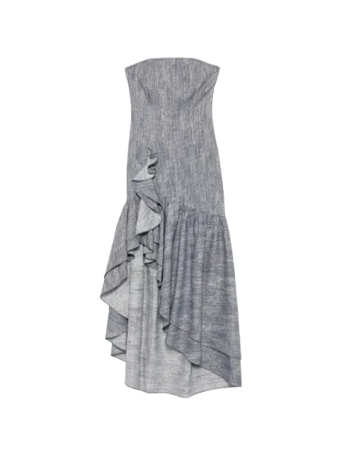 Leen Moughrabi Sophia ruffled asymmetric dress Blue LMEMEATSWSOPHIA016