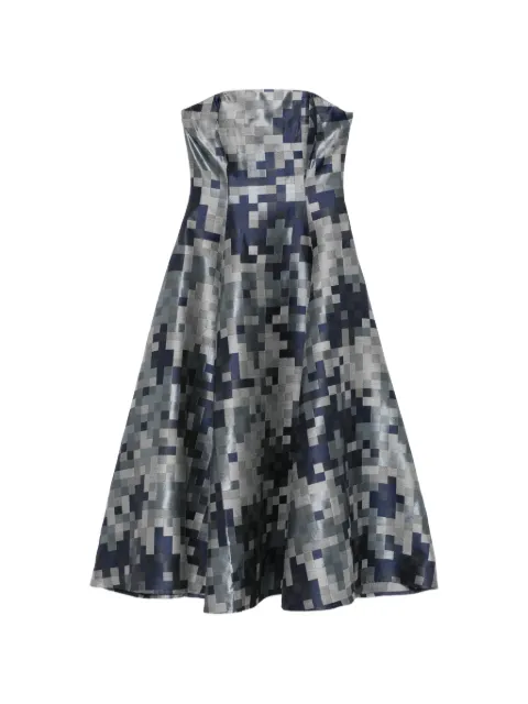 Leen Moughrabi Amira strapless pixel-print midi dress Blue LMEMEATSWAMIRA001