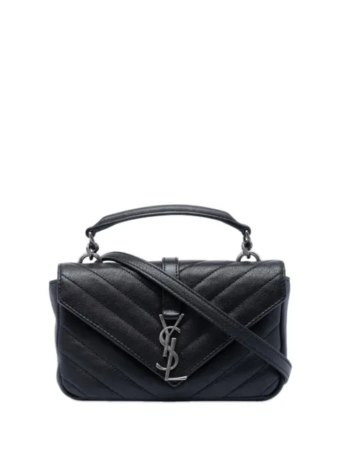 Saint Laurent Pre-Owned 2017 Mini Chevron Sheepskin Monogram College satchel Black 4VRF7J5EAQ5ZIF7Y