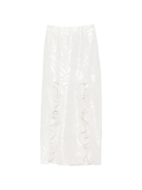 Leen Moughrabi Zara ruffled slit maxi skirt White LMEMEATSWZARASKIRT017