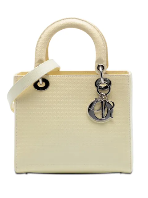 Christian Dior Pre-Owned 2016 Medium Patent Microcannage Lady Dior satchel White K8DQAOXTBHQ54ZF5