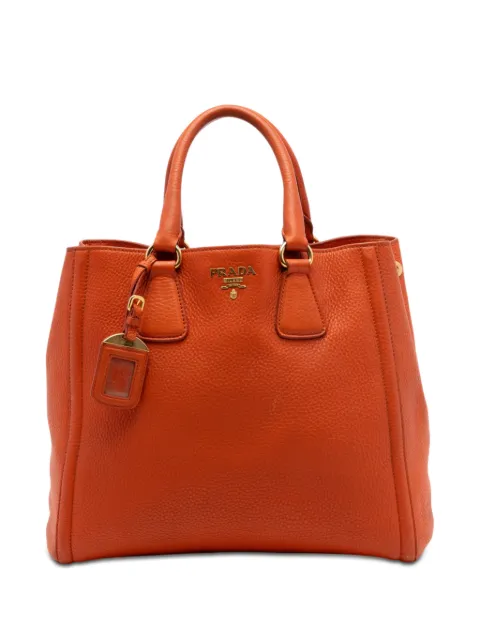 Prada Pre-Owned 2010-2026 Vitello Daino Open Convertible Tote satchel Orange 8H0L7PHERP5EH9K4