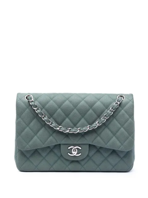 CHANEL Pre-Owned 2012-2013 Jumbo Classic Iridescent Caviar Double Flap shoulder bag Blue JMO1L3IYSKVJKSIW