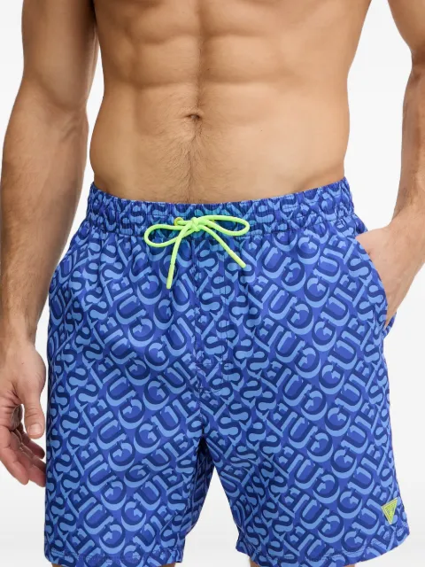 GUESS USA logo-print drawstring-waist swim shorts Blue F6GT27WG2A2